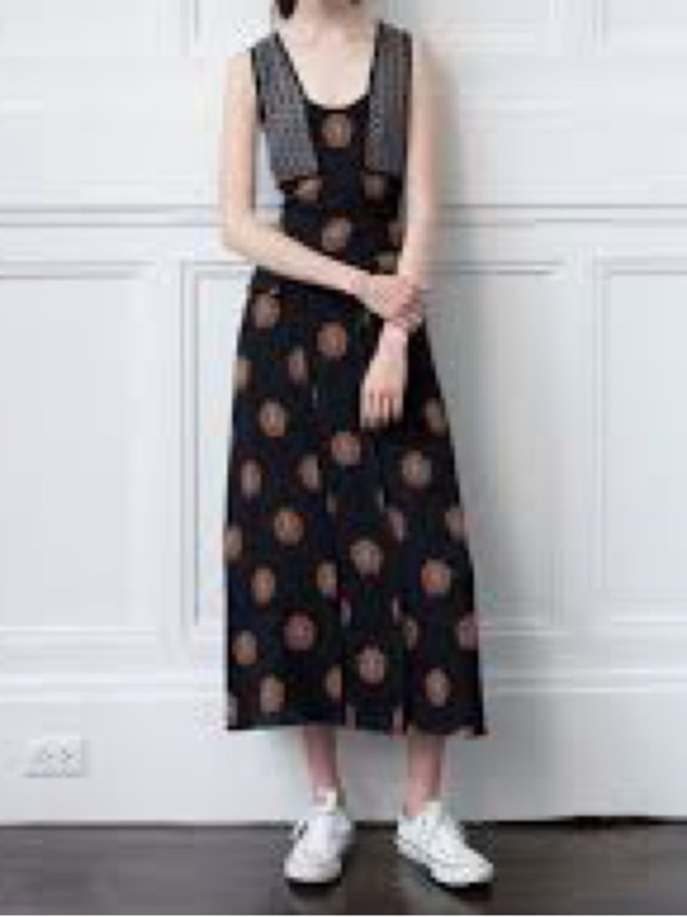 A.L.C. 100% Silk Black & Brown Medallion Print Sleeveless Midi Dress Sz 10